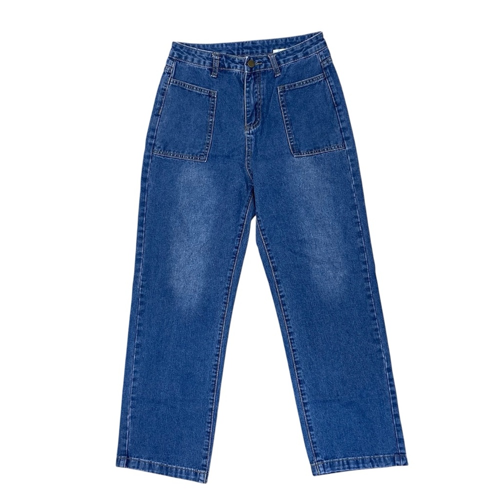 Janet Studio Jeans LG Blue Straight Classic Denim Revival Loose Boho